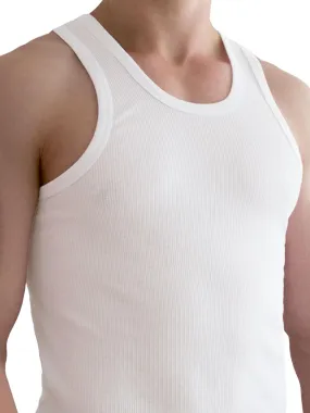 5 Stück Herren-Unterhemd Doppelripp Weiß